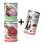 PAKIET 2+1: TufTuf mokra karma dla psa królik wołowina puszka 2x400g + wołowina puszka 415g