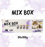 PRZEDSPRZEDAŻ - wysyłka po 25.10 TufTuf Mix Box saszetek mielonka dla kota 4 smaki cielęcina, indyk, kaczka, kurze serca 24 x 100 g