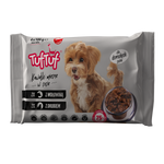 TUF TUF pliculețe pentru câine 4x100g - 2x pasăre, 2x vită