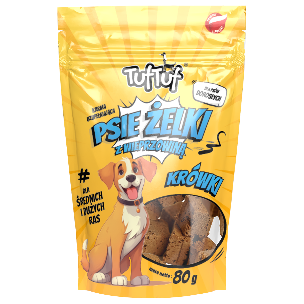 TUF TUF Psie żelki - krówki z wieprzowiną