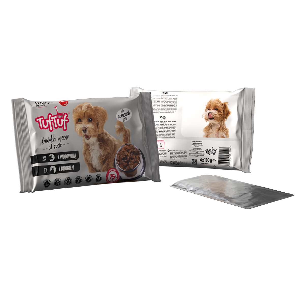 TUF TUF saszetki dla psa 4x100g - 2x drób, 2x wołowina