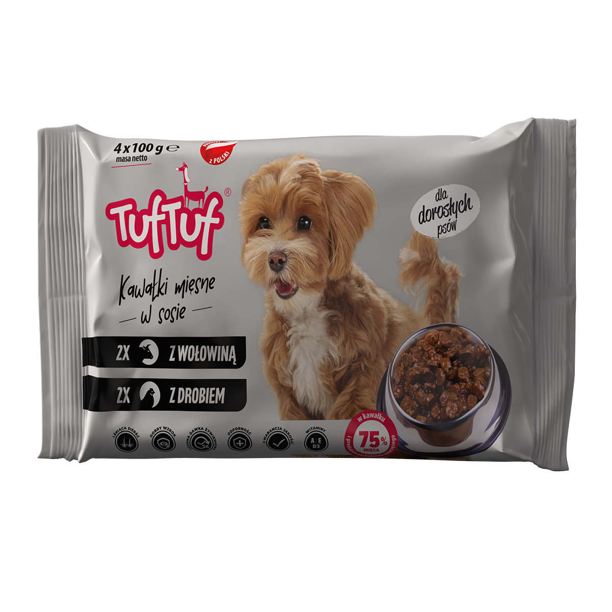 TUF TUF saszetki dla psa 4x100g - 2x drób, 2x wołowina