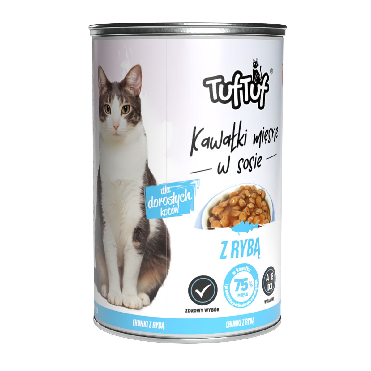 TUF TUF Puszka kawałki mięsne z rybą dla kota